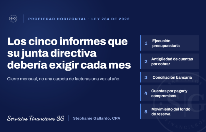 Los cinco informes que su Junta Directiva debería exigir cada mes.