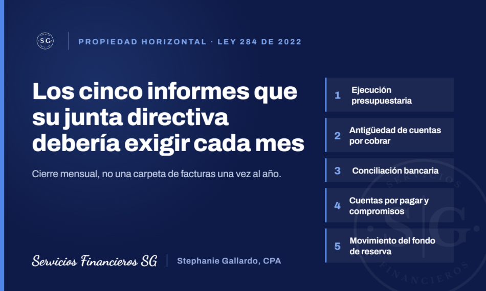 Los cinco informes que su Junta Directiva debería exigir cada mes.